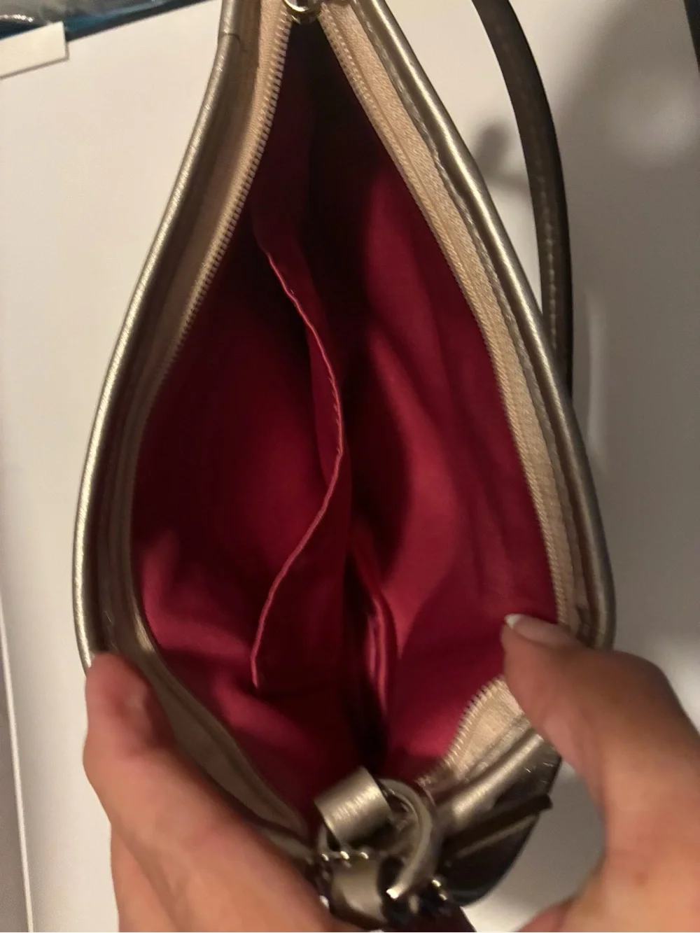 Coach Metallic Gold Clutch with Pink Floral Lining